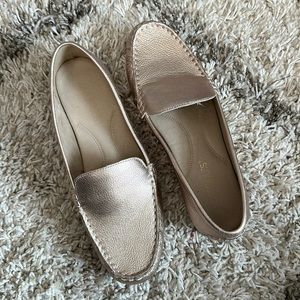 Leather Metallic Loafers